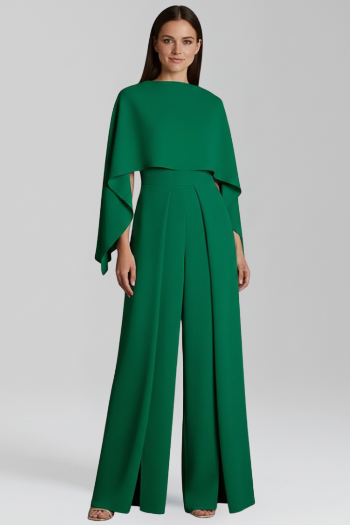 Women’s Jumpsuit with Round Neckline and Wide Legs