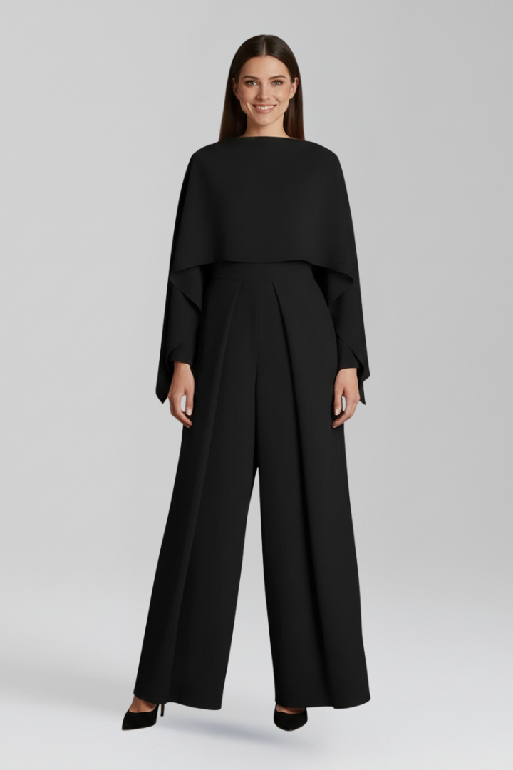 Women’s Jumpsuit with Round Neckline and Wide Legs