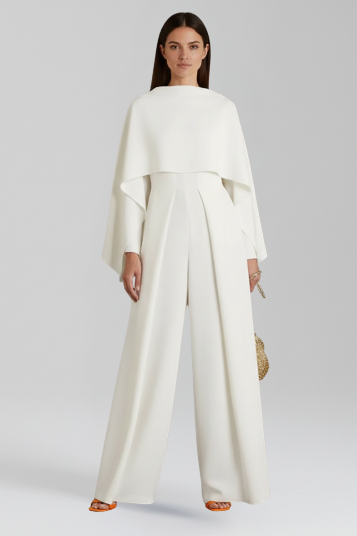 Women’s Jumpsuit with Round Neckline and Wide Legs