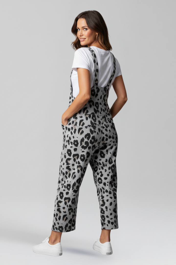 Women’s Jumpsuit with Scoop Neckline and Printed Surface