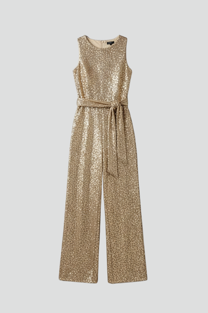 Women’s Jumpsuit with Sequin Surface and Straight Legs