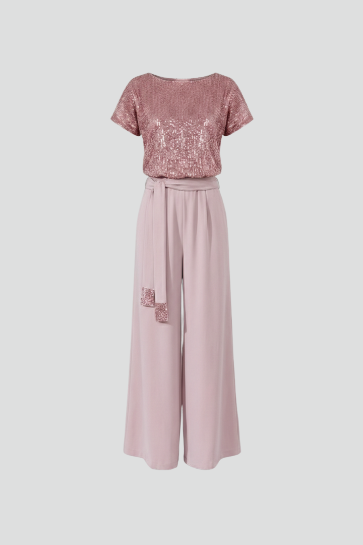 Women’s Jumpsuit with Sequined Top and Wide Legs