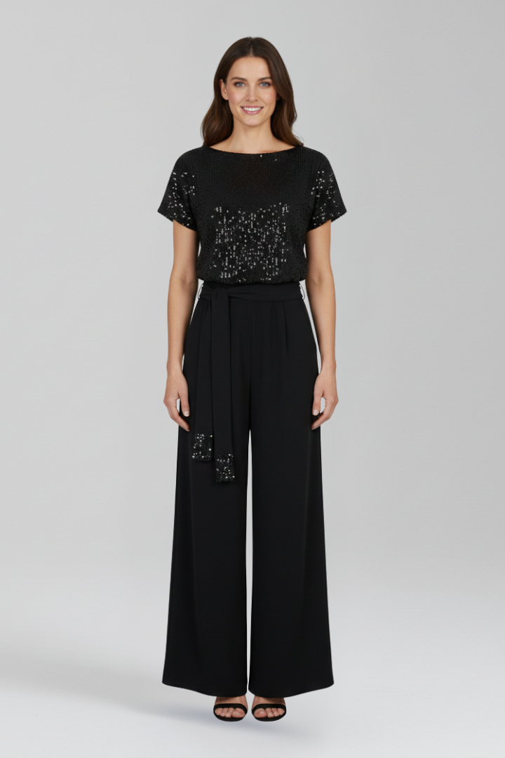 Women’s Jumpsuit with Sequined Top and Wide Legs