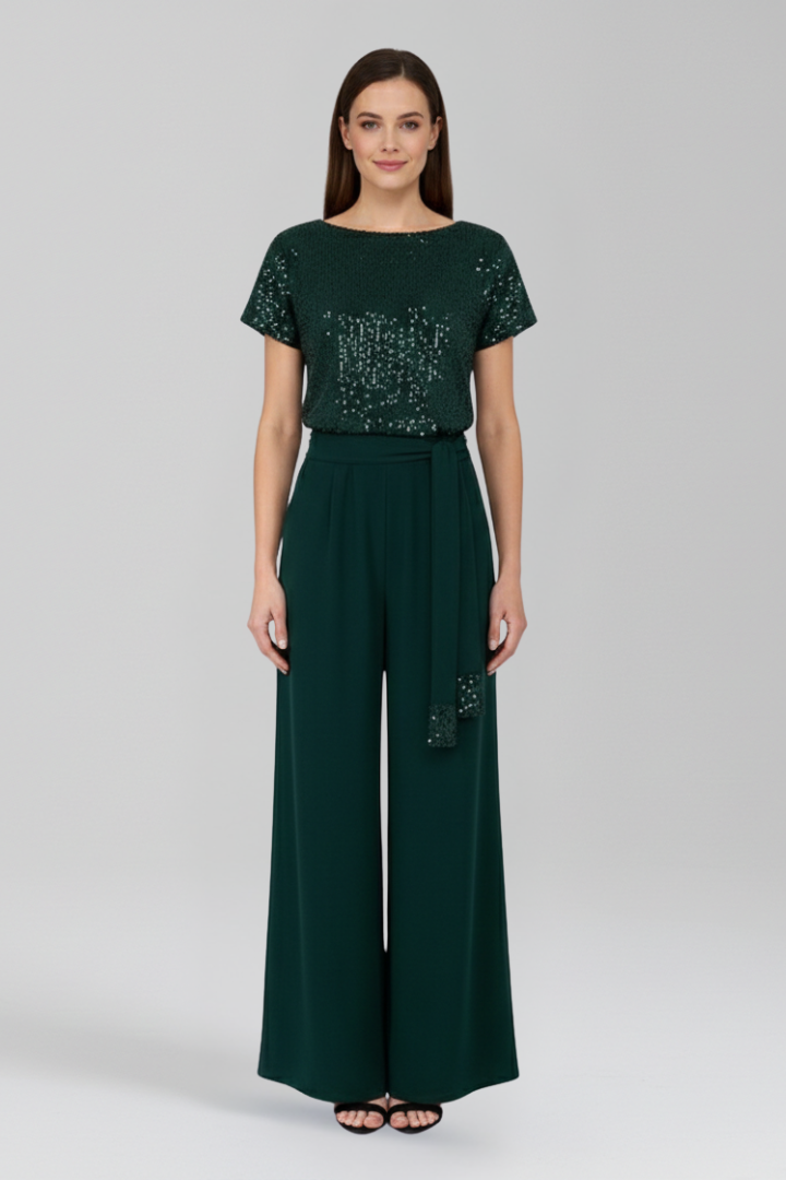 Women’s Jumpsuit with Sequined Top and Wide Legs