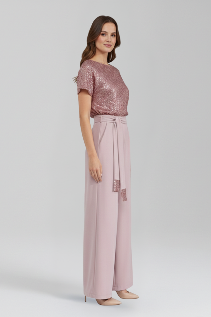 Women’s Jumpsuit with Sequined Top and Wide Legs
