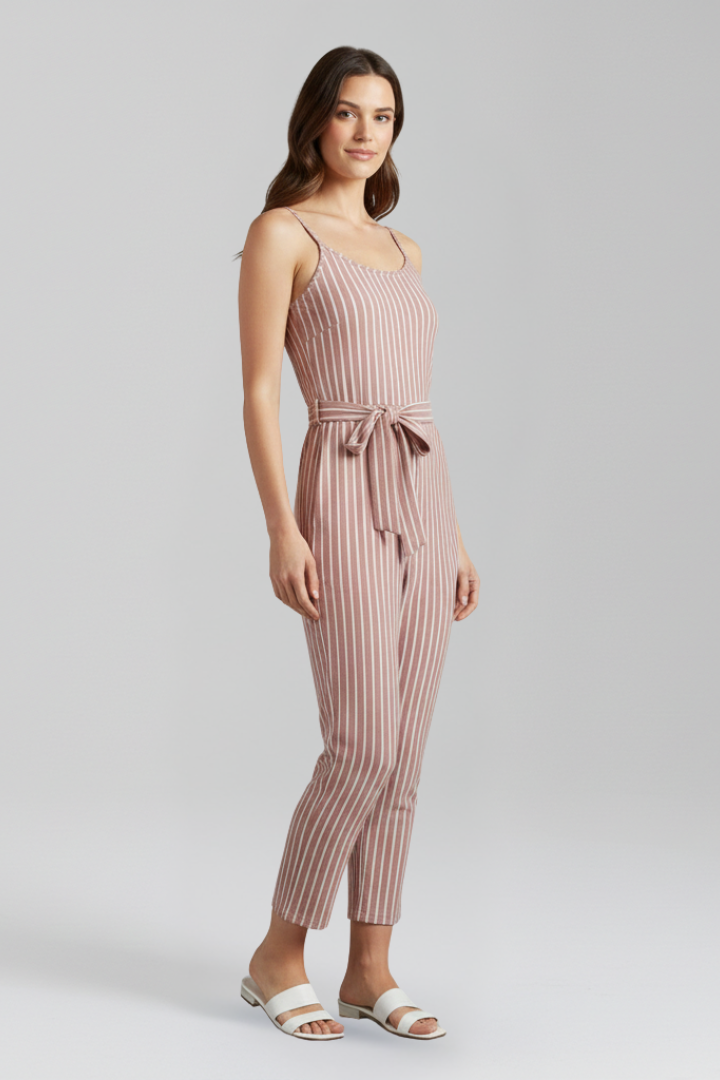 Women’s Jumpsuit with Shoulder Straps and Tied Waist