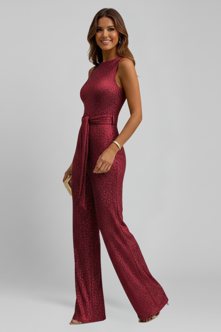 Women’s Jumpsuit with Sleeveless Top and Waist Tie
