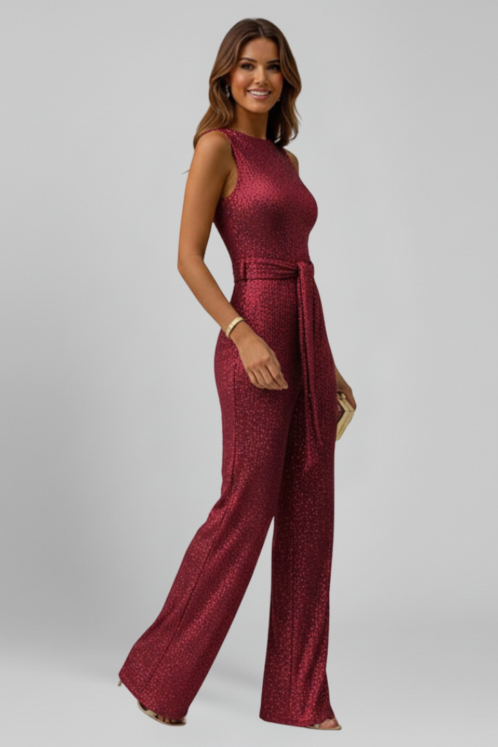 Women’s Jumpsuit with Sleeveless Top and Waist Tie