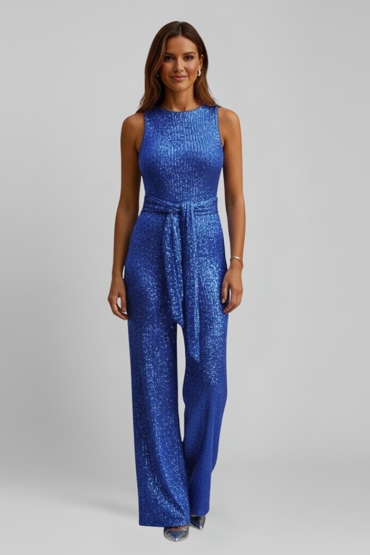 Women’s Jumpsuit with Sleeveless Top and Waist Tie