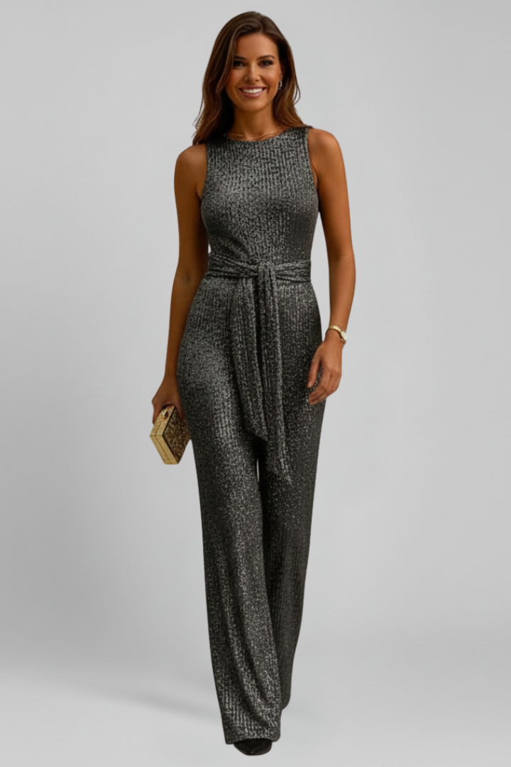 Women’s Jumpsuit with Sleeveless Top and Waist Tie