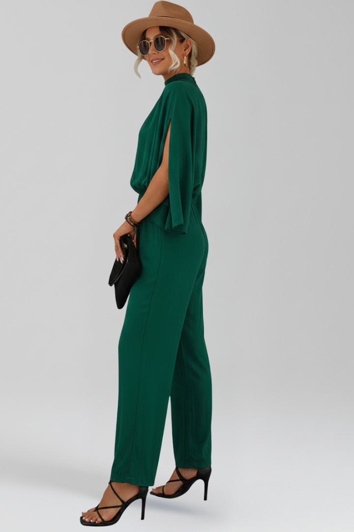 Women’s Jumpsuit with Stand Collar and Wide Legs