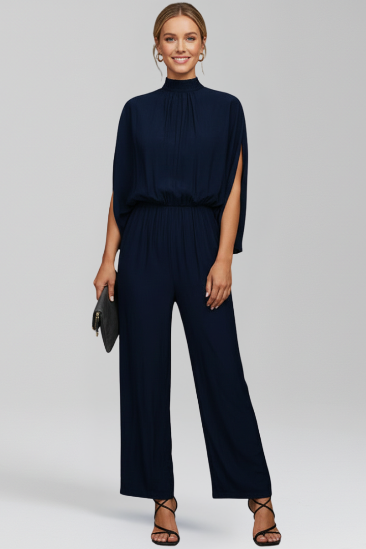 Women’s Jumpsuit with Stand Collar and Wide Legs