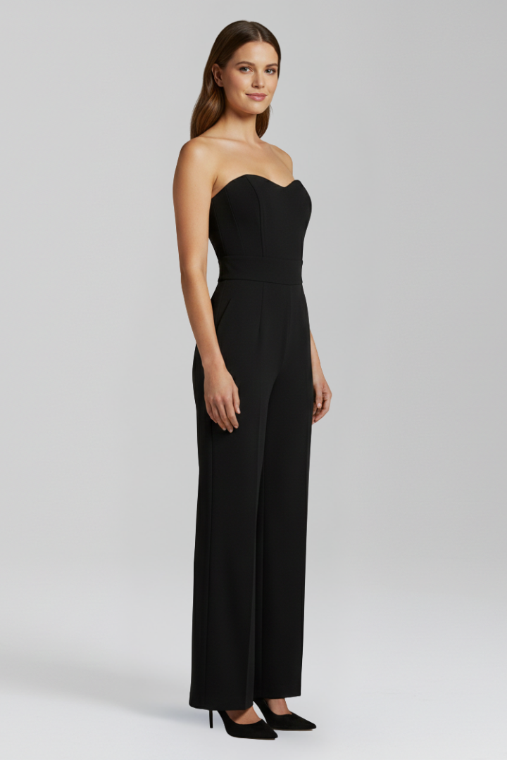 Women’s Jumpsuit with Strapless Neckline and Fitted Bodice