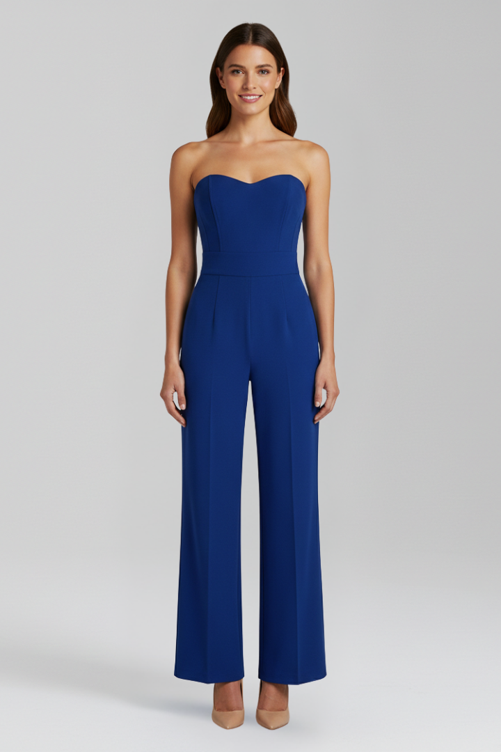 Women’s Jumpsuit with Strapless Neckline and Fitted Bodice
