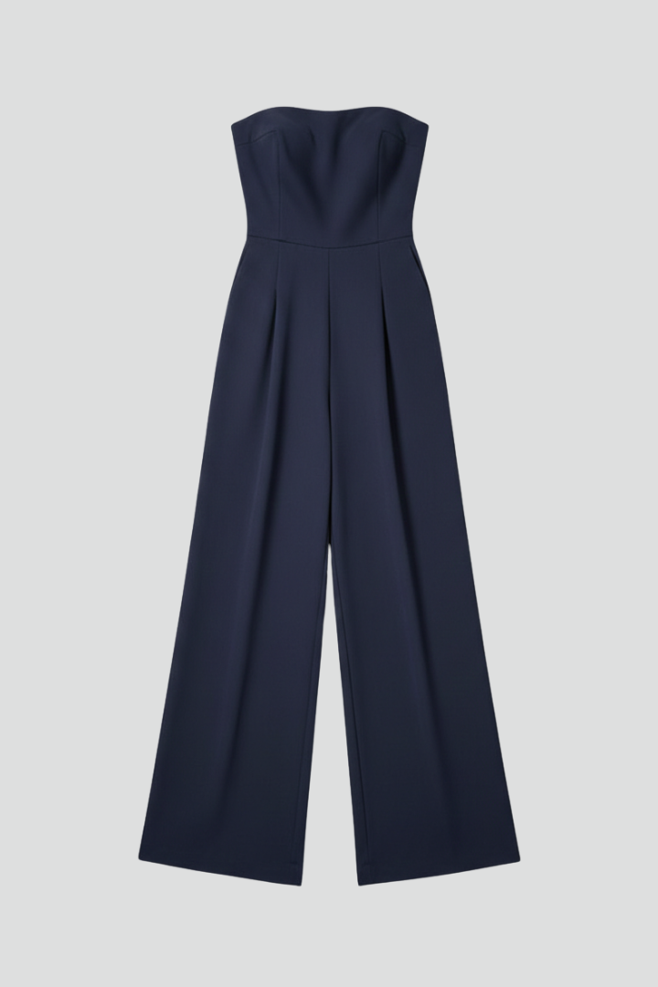 Women’s Jumpsuit with Strapless Neckline and Wide Legs