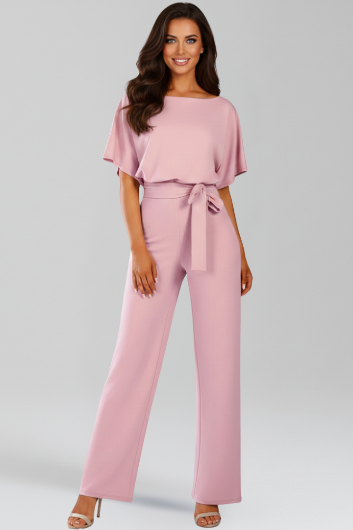 Women’s Jumpsuit with Tie Belt and Wide Legs