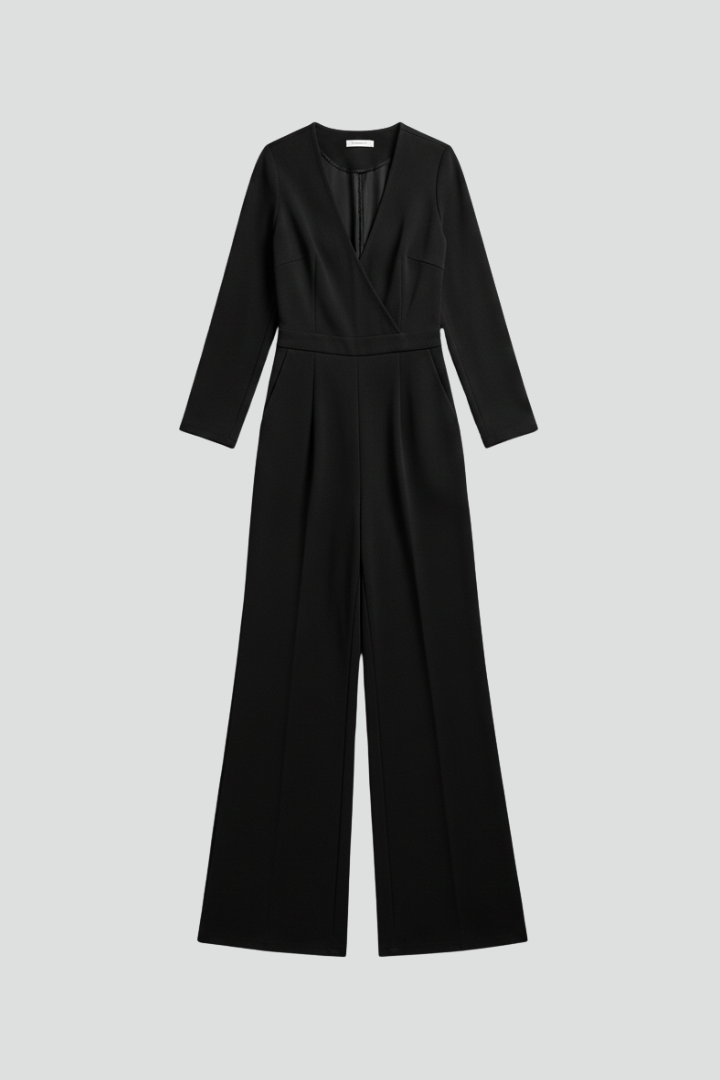 Women’s Jumpsuit with V-Neck and Wide Legs