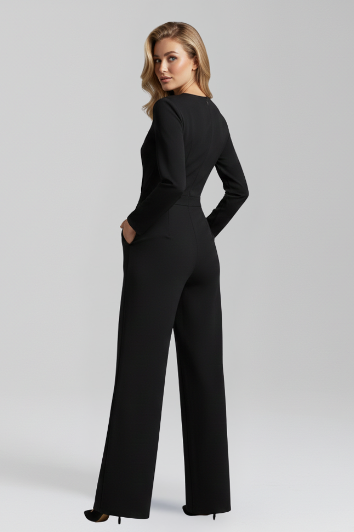 Women’s Jumpsuit with V-Neck and Wide Legs