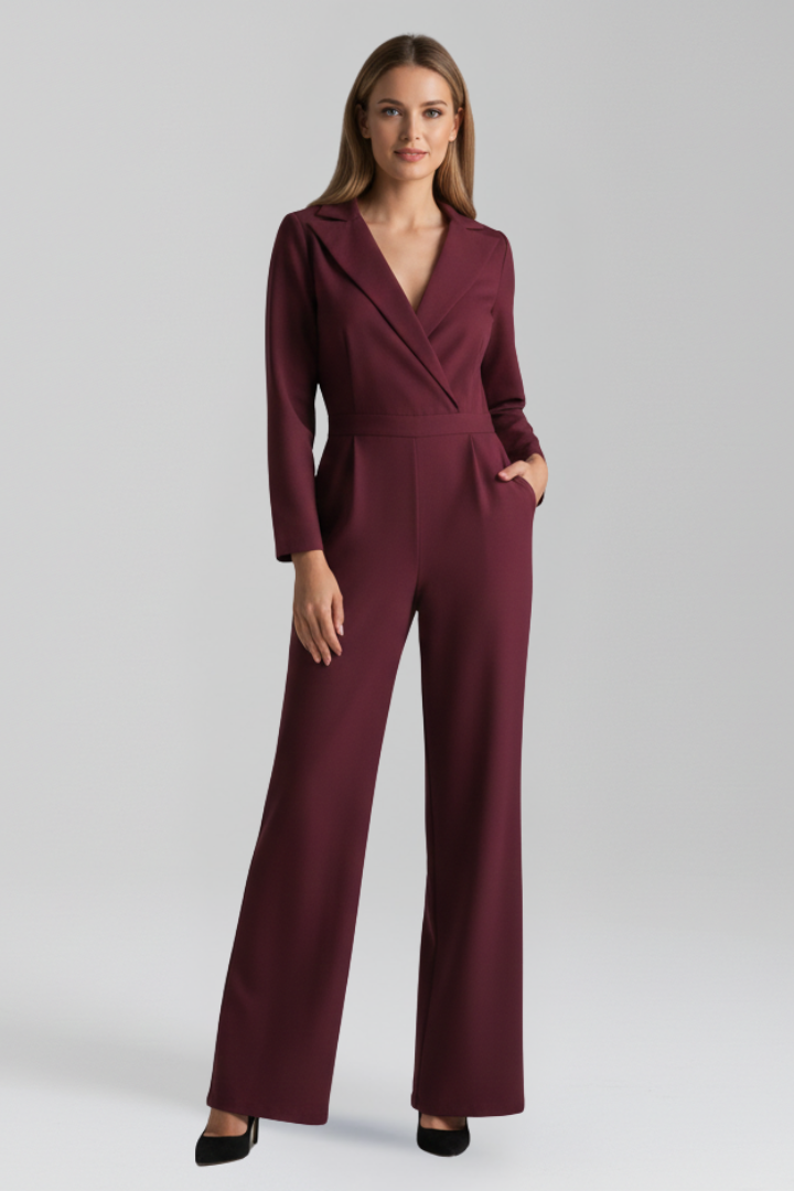 Women’s Jumpsuit with V-Neck and Wide Legs