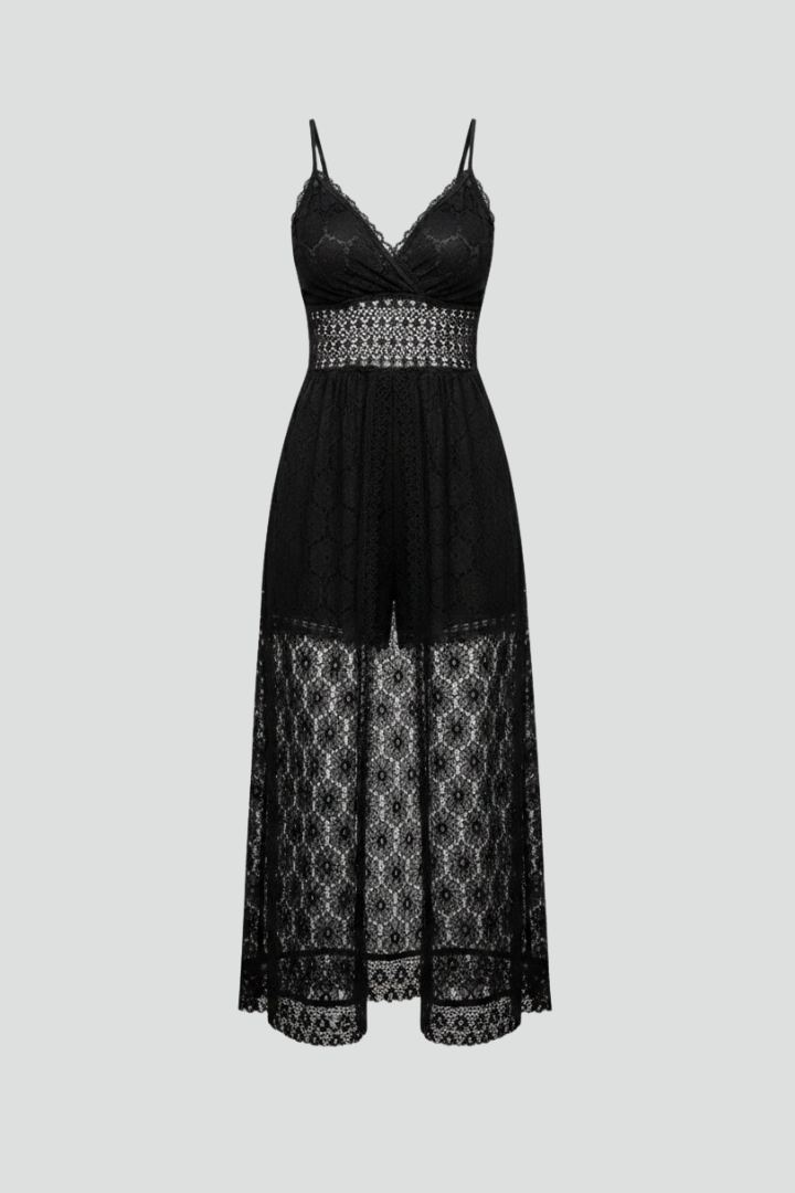 Women’s Jumpsuit with V-Neckline and Textured Surface