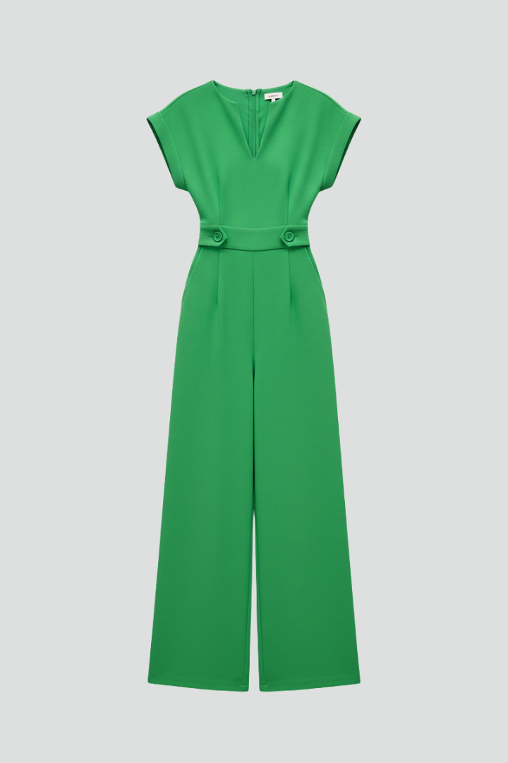 Women’s Jumpsuit with V-Neckline and Wide Legs