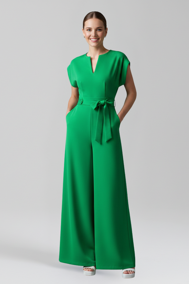 Women’s Jumpsuit with V-Neckline and Wide Legs