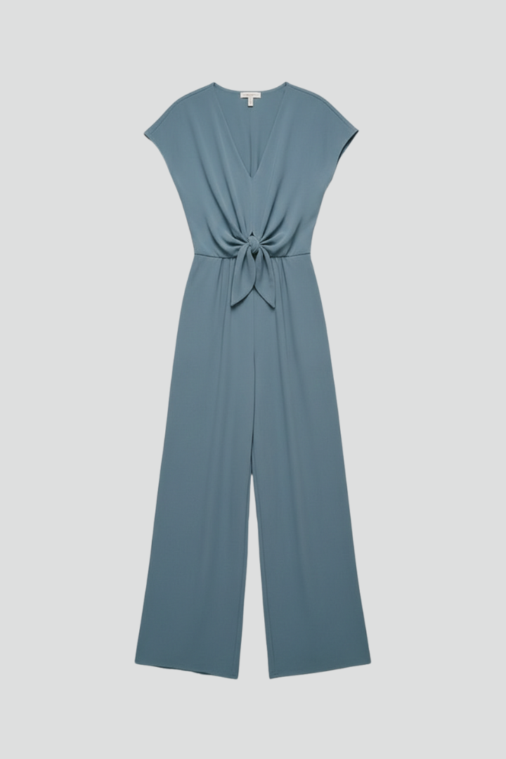 Women’s Jumpsuit with V Neck and Tied Waist