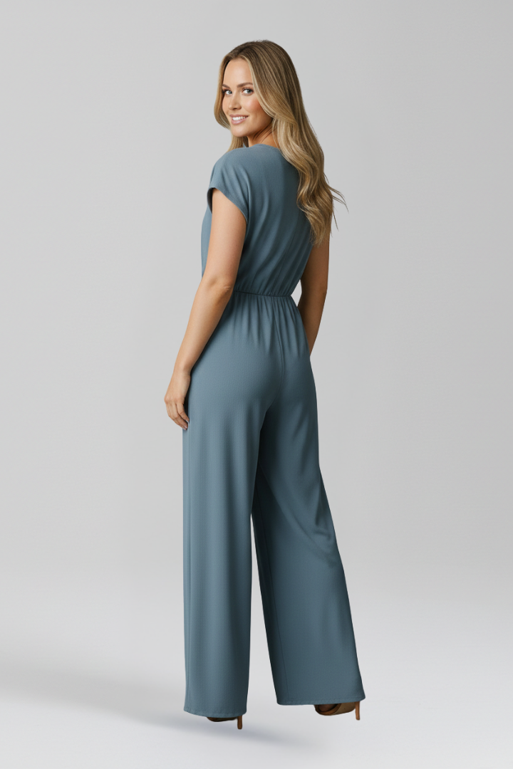 Women’s Jumpsuit with V Neck and Tied Waist