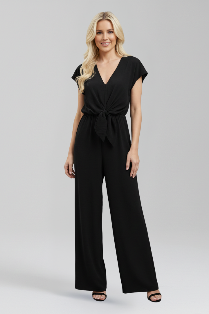 Women’s Jumpsuit with V Neck and Tied Waist