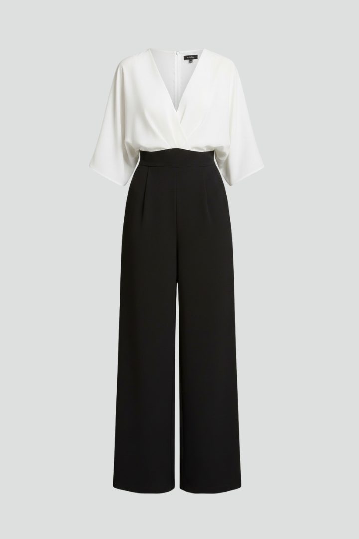 Women’s Jumpsuit with V Neck and Wide Legs