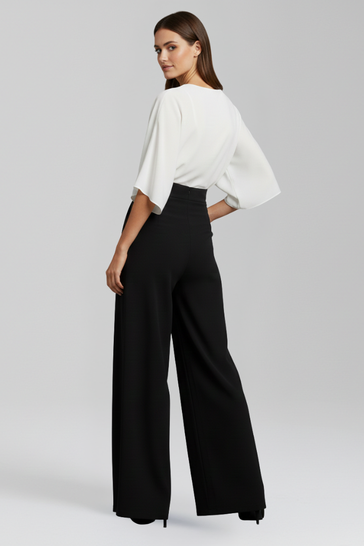 Women’s Jumpsuit with V Neck and Wide Legs