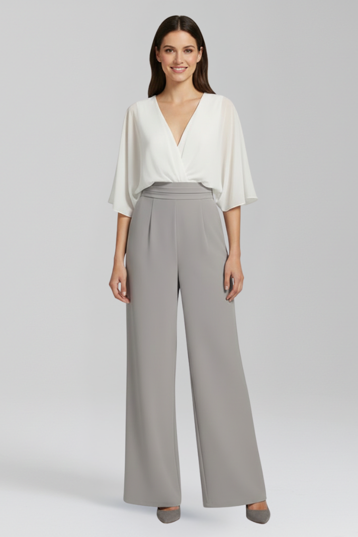Women’s Jumpsuit with V Neck and Wide Legs