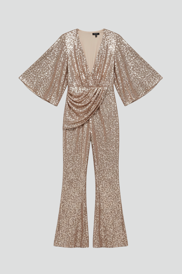 Women’s Jumpsuit with V Neck and Wide Sleeves