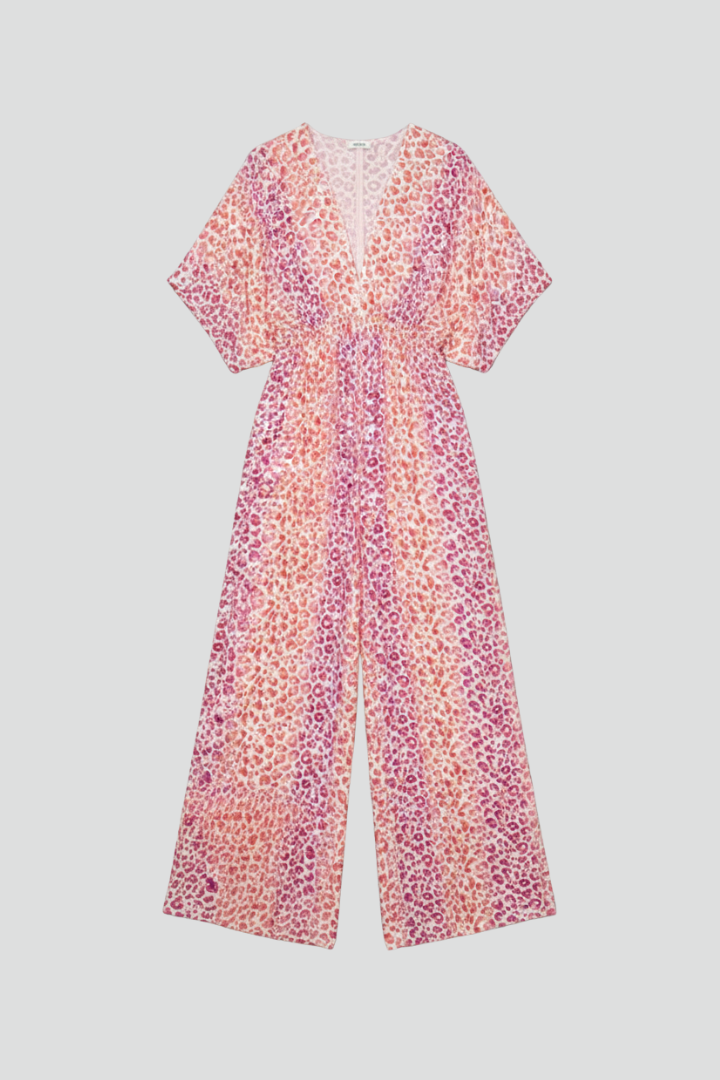Women’s Jumpsuit with V Neckline and Printed Surface