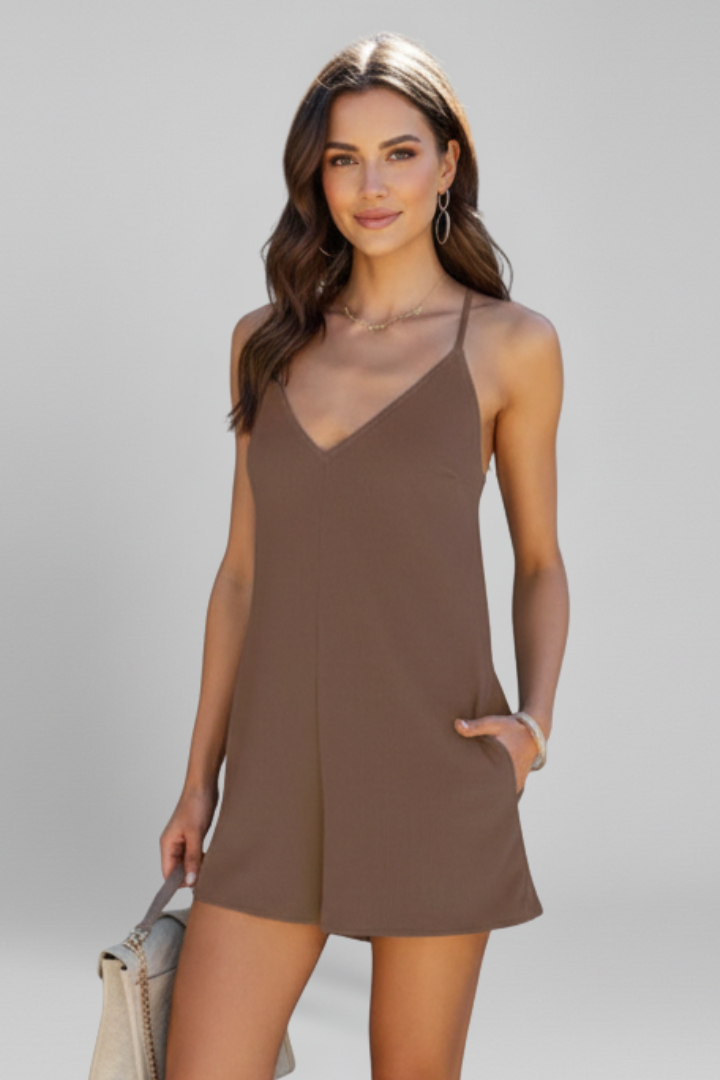 Women’s Jumpsuit with V Neckline and Side Pockets