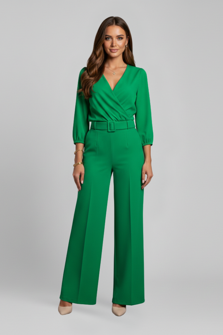 Women’s Jumpsuit with V Neckline and Wide Legs