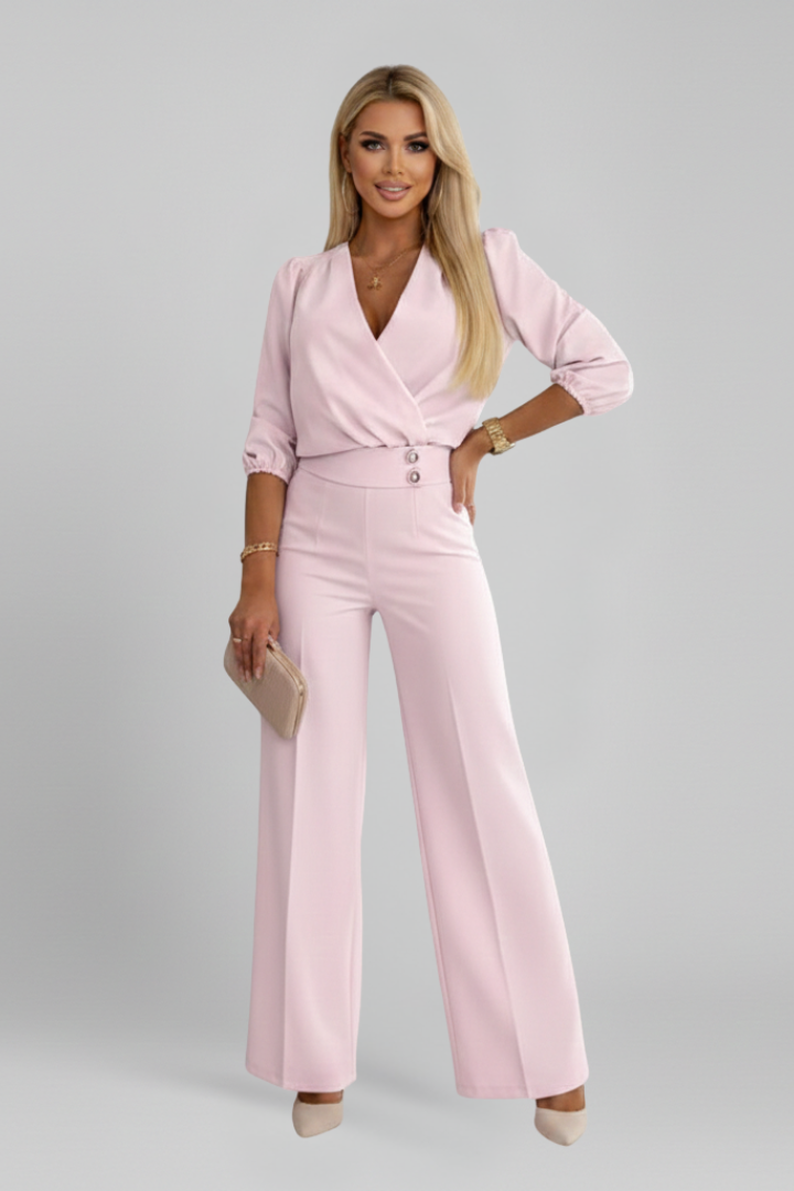Women’s Jumpsuit with V Neckline and Wide Legs