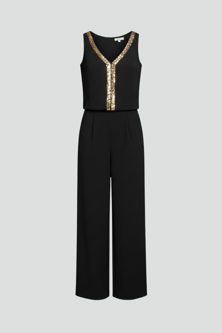 Women’s Jumpsuit with V Neckline and Wide Legs