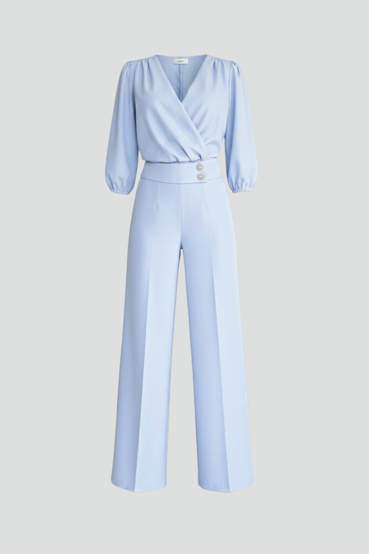 Women’s Jumpsuit with V Neckline and Wide Legs