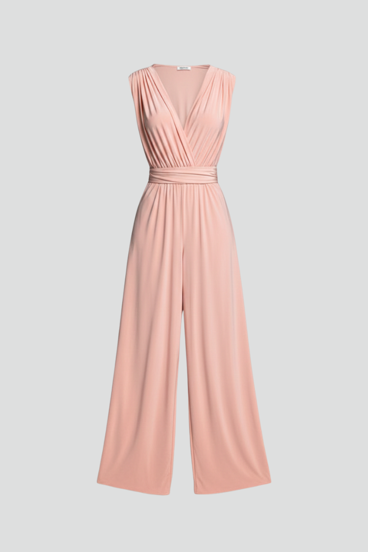 Women’s Jumpsuit with V Neckline and Wide Legs