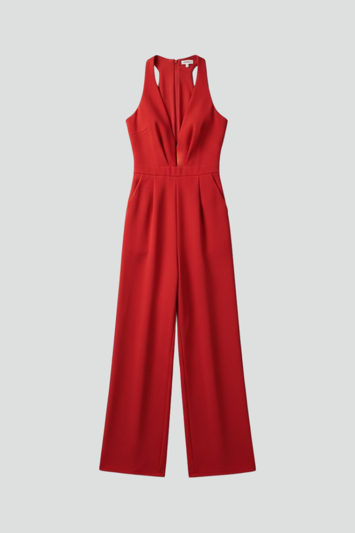 Women’s Jumpsuit with V Neckline and Wide Legs