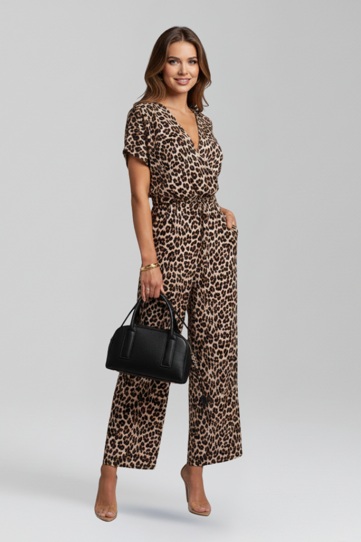 Women’s Jumpsuit with V Neckline and Wide Legs