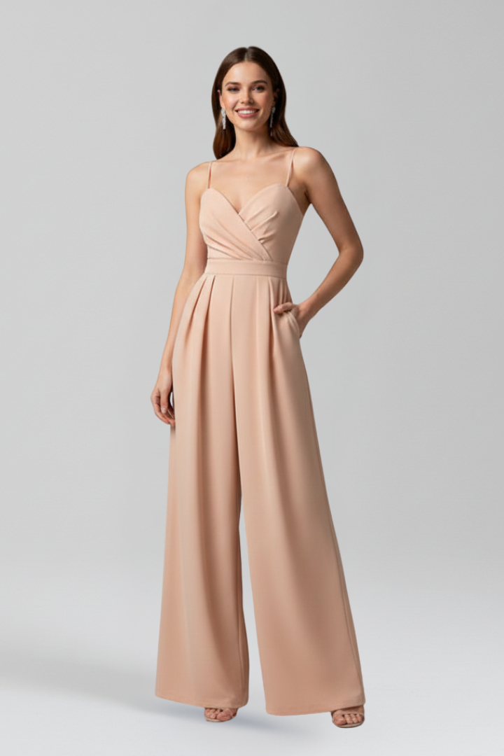 Women’s Jumpsuit with V Neckline and Wide Legs