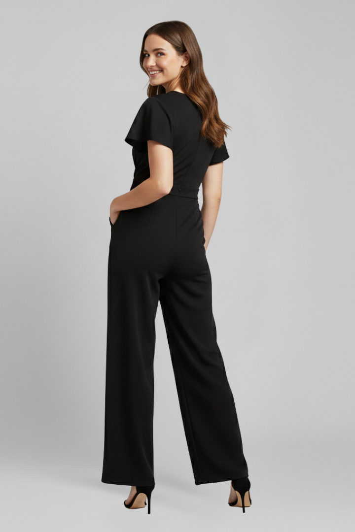 Women’s Jumpsuit with V Neckline and Wide Legs