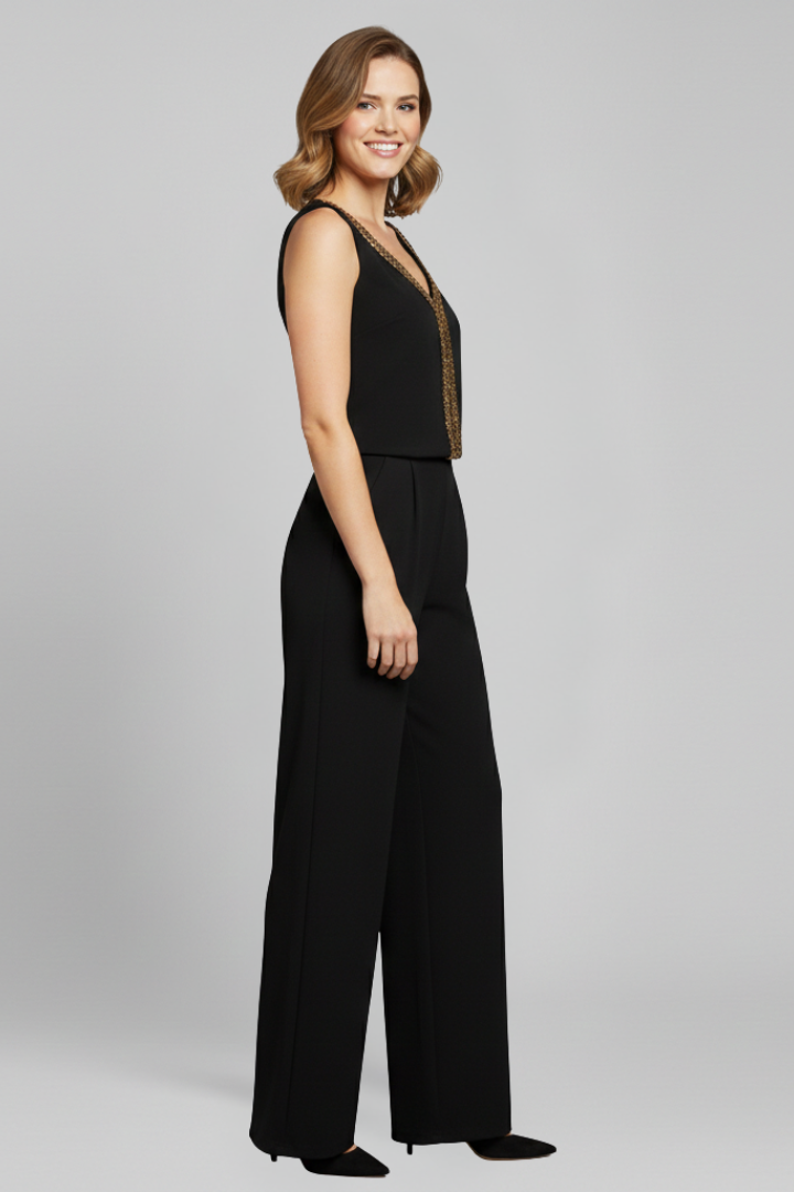 Women’s Jumpsuit with V Neckline and Wide Legs