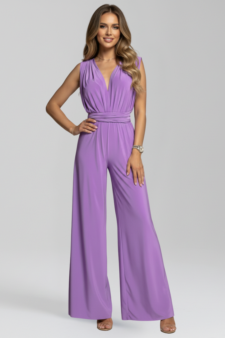 Women’s Jumpsuit with V Neckline and Wide Legs