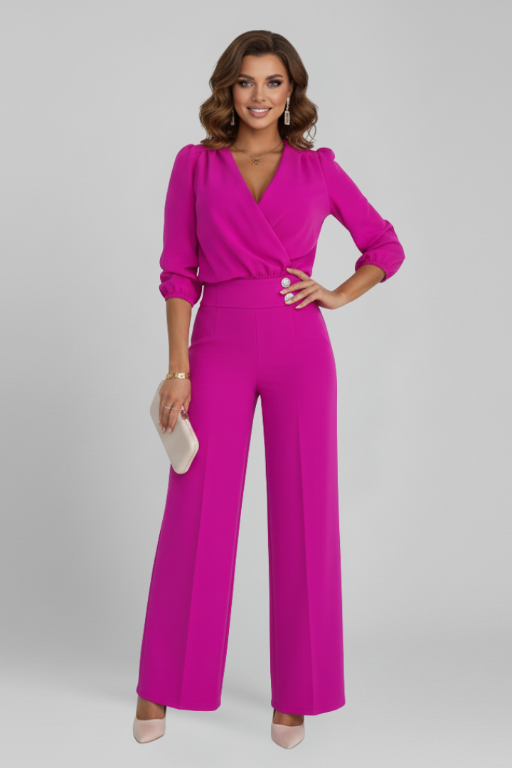 Women’s Jumpsuit with V Neckline and Wide Legs