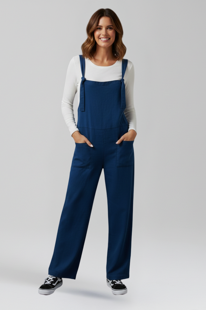 Women’s Jumpsuit with Wide Straps and Front Pockets