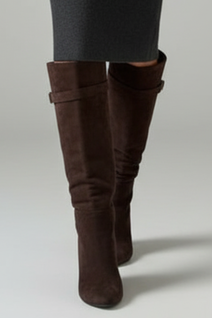 Women’s Knee-High Boots with Pointed Toe and Block Heel