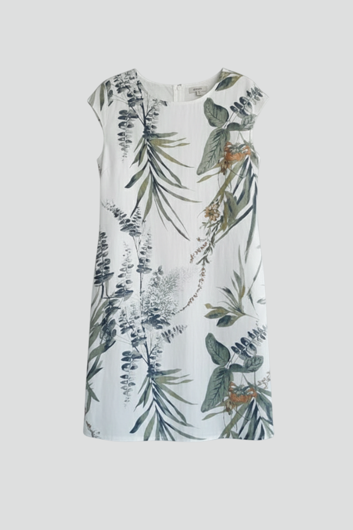 Women’s Knee-Length Dress with Printed Surface and Side Pockets